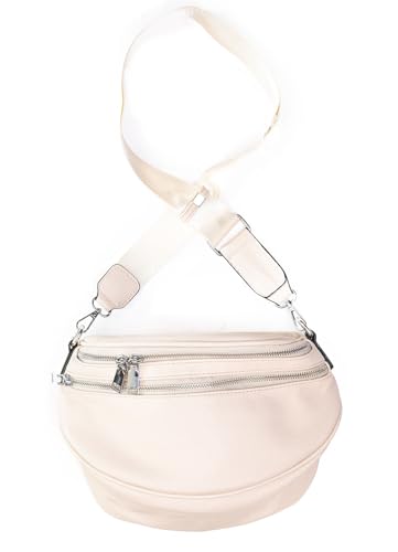 Kandharis Umhängetasche Crossbody Handtasche Gürteltasche für Damen mit breiter Riemen CB-02 8- Creme von Kandharis