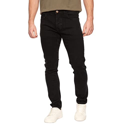 Smith & Jones Slim Fit Jeans Herren – Schmale Stretchjeans für Männer, Stretch Denim Hose aus 98% Baumwolle, Herrenjeans in schmaler Passform(BASKON-Black-W32/L30) von Kandor