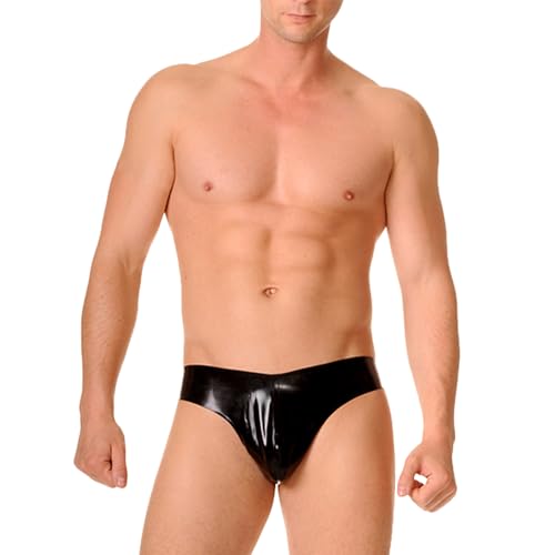 Kangxinsheng Modische Latex Slips für Herren,Gummi Herren Shorts G-String Tanga,Latex Mann Höschen Unterwäsche Cosplay Kostüm Party Clubwear XL von Kangxinsheng