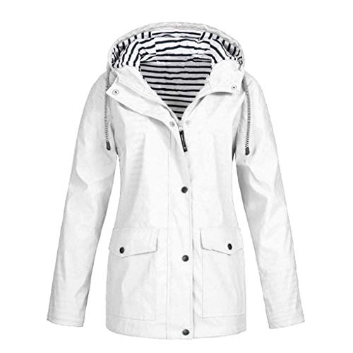 Kanpola Damen Jacke Übergangsjacke Outdoor Wasserdichter Winddicht Regenmantel Regenjacke Kapuzenjacken Jacken Mantel mit Kapuze (EU-38/CN-M, Weiß) von Kanpola Damen Shirts