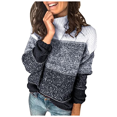 Kanpola Damen Strick Pullover Herbst Winter Rollkragen Langarm Sweatshirt Zopfmuster Pulli Sweater Frauen Mädchen Strickpullover Lose Casual Gestrickte Jumper Oberteile Tops von Kanpola Damen Sweatshirts