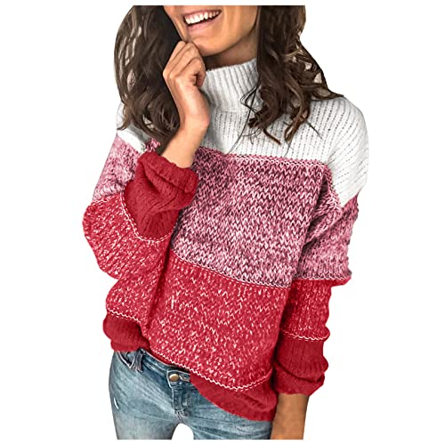 Kanpola Damen Strick Pullover Herbst Winter Rollkragen Langarm Sweatshirt Zopfmuster Pulli Sweater Frauen Mädchen Strickpullover Lose Casual Gestrickte Jumper Oberteile Tops von Kanpola Damen Sweatshirts