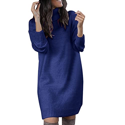 Pulloverkleid Damen Herbst Winter Strickkleid Rollkragenkleid Langarm Strickpullover Kleider Warm Jumper Frauen Minikleid Freizeitkleid Elegant Partykleid Dress von Kanpola Damen Sweatshirts