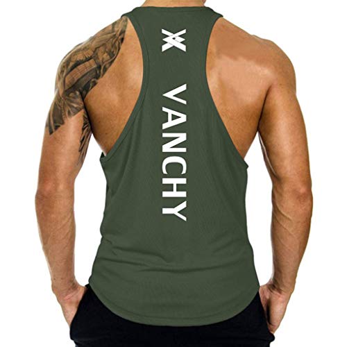 Kanpola Fitness Bodybuilding Shirt Herren Tank Top mit Aufdruck,Racerback Muskelshirt Sport Tanktop Achselshirts Ärmellos Unterhemd von Kanpola Herren Top