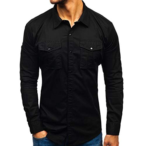 Kanpola Freizeithemd Herren Cargo Hemden mit Brusttasche Outdoor Shirt Slim Fit Coole Langarmhemd Herbst Langarmshirt MäNner Safari Hemd von Kanpola Herren Top