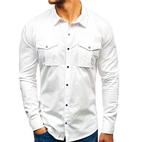 Kanpola Freizeithemd Herren Cargo Hemden mit Brusttasche Outdoor Shirt Slim Fit Coole Langarmhemd Herbst Langarmshirt MäNner Safari Hemd von Kanpola Herren Top