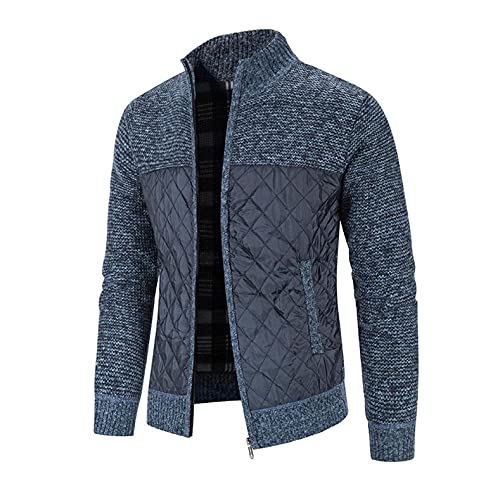 Kanpola Stricken Jacke Herren Baumwolljacke Stehkragen Winterjacke Herbst Winter Warm Strickmantel mit Reißverschluss Tasche Bequem Wintermantel Freizeitjacke von Kanpola Herren Top