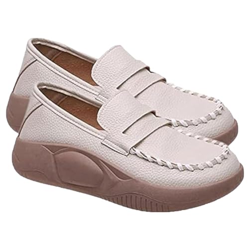 Kapaunn Chunky-Loafer Damen,Chunky-Loafer,Plateau-Slip-on-Freizeitschuhe | Damen-Leder-Loafer mit weichen Sohlen, korrigierende weiche Lederschuhe für Arbeit, Partys, Reisen von Kapaunn