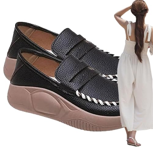 Kapaunn Damen-Loafer zum Fahren, klobige Slipper für Damen,Korrektur-Slipper mit weichem Leder - Damen-Leder-Loafer mit weichen Sohlen, korrigierende weiche Lederschuhe für Arbeit, Partys, Reisen von Kapaunn