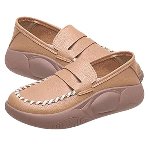 Kapaunn Damen-Loafer zum Fahren, klobige Slipper für Damen - Elegante Plateau-Loafer mit weicher Sohle,Breite Damen-Loafer, korrigierende Lederschuhe mit weichen Sohlen für Shopping, Partys, Reisen, von Kapaunn