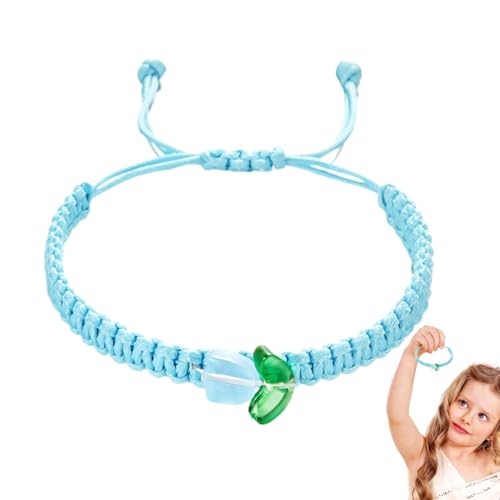 Kapaunn Handgefertigtes gewebtes Stoffarmband, gewebtes handgefertigtes Armbandseil | Tulpen-String-Armbänder | Handgefertigte geflochtene Tulpenblumen-Armbänder für Frauen und Teenager von Kapaunn