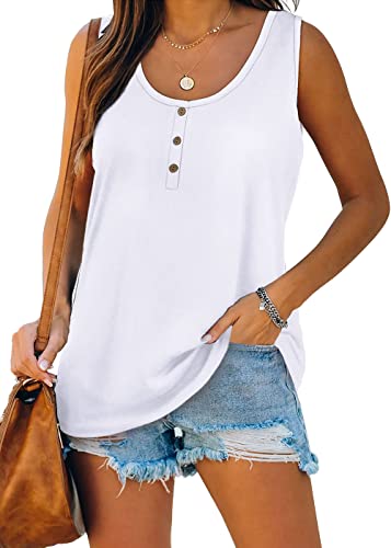 Kapoohott Damen Tops Sommer Ärmellos Tank Tops Elegant Oberteile Freizeit Lose Einfarbig Tunika Shirts mit Tasten 2XL&Weiß Kapoohott Damen Tops Sommer Ärmellos Tank Tops Elegant Oberteile Freizeit Lose Einfarbig Tunika Shirts mit Tasten 2XL&Weiß von Kapoohott