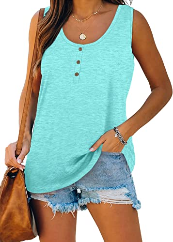 Kapoohott Damen Tops Sommer Ärmellos Tank Tops Elegant Oberteile Freizeit Lose Einfarbig Tunika Shirts mit Tasten M&Hellgrün-a Kapoohott Damen Tops Sommer Ärmellos Tank Tops Elegant Oberteile Freizeit Lose Einfarbig Tunika Shirts mit Tasten M&Hellgrün-a von Kapoohott