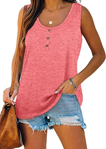 Kapoohott Damen Tops Sommer Ärmellos Tank Tops Elegant Oberteile Freizeit Lose Einfarbig Tunika Shirts mit Tasten M&Rosa-a Kapoohott Damen Tops Sommer Ärmellos Tank Tops Elegant Oberteile Freizeit Lose Einfarbig Tunika Shirts mit Tasten M&Rosa-a von Kapoohott