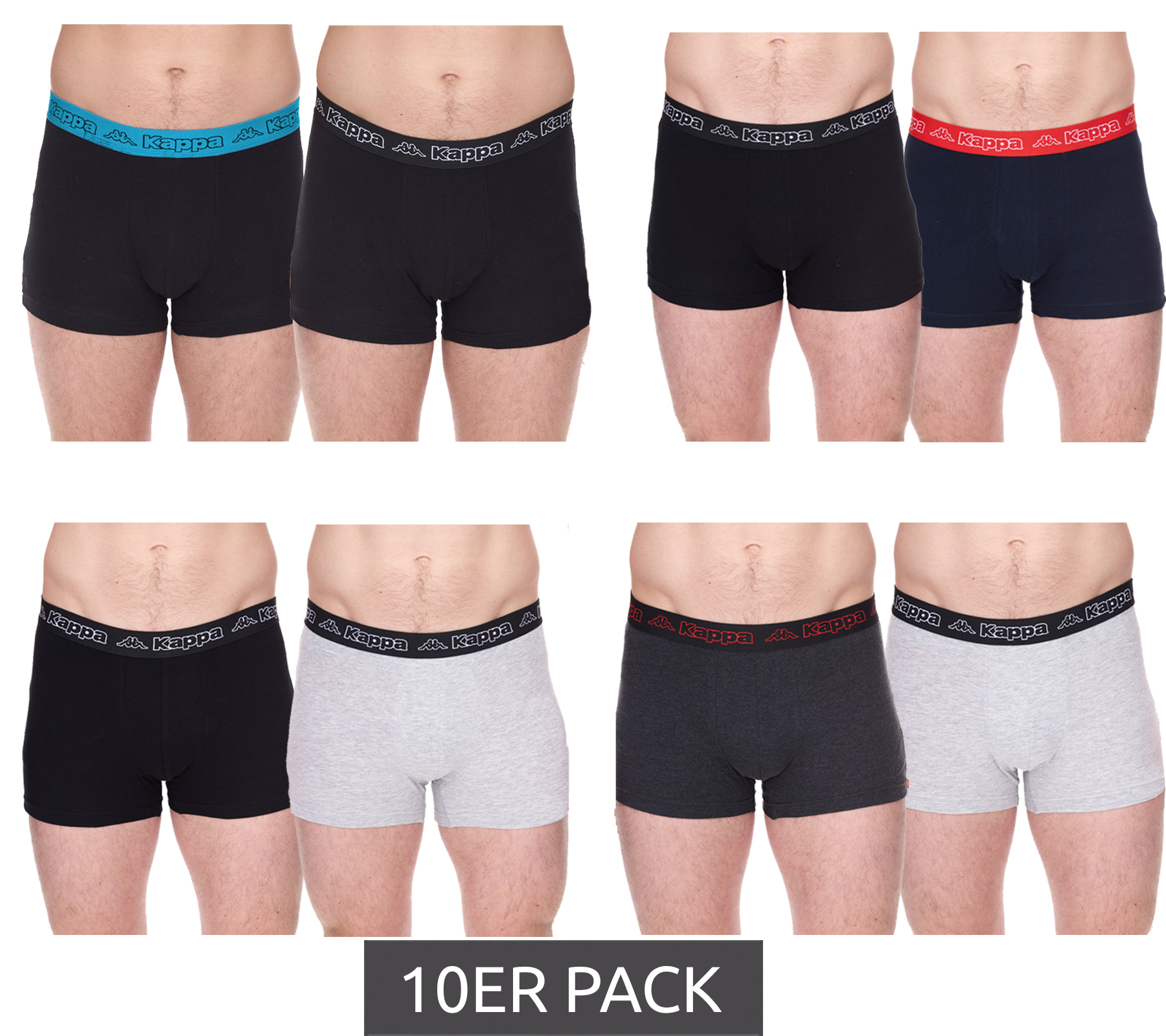 10er Pack Kappa Herren Boxershorts mit Marken Schriftzug und Logo Unterhose in verschiedenen Farben wie Schwarz, Grau, Anthrazit und Blau 10er Pack Kappa Herren Boxershorts mit Marken Schriftzug und Logo Unterhose in verschiedenen Farben wie Schwarz, Grau, Anthrazit und Blau von Kappa