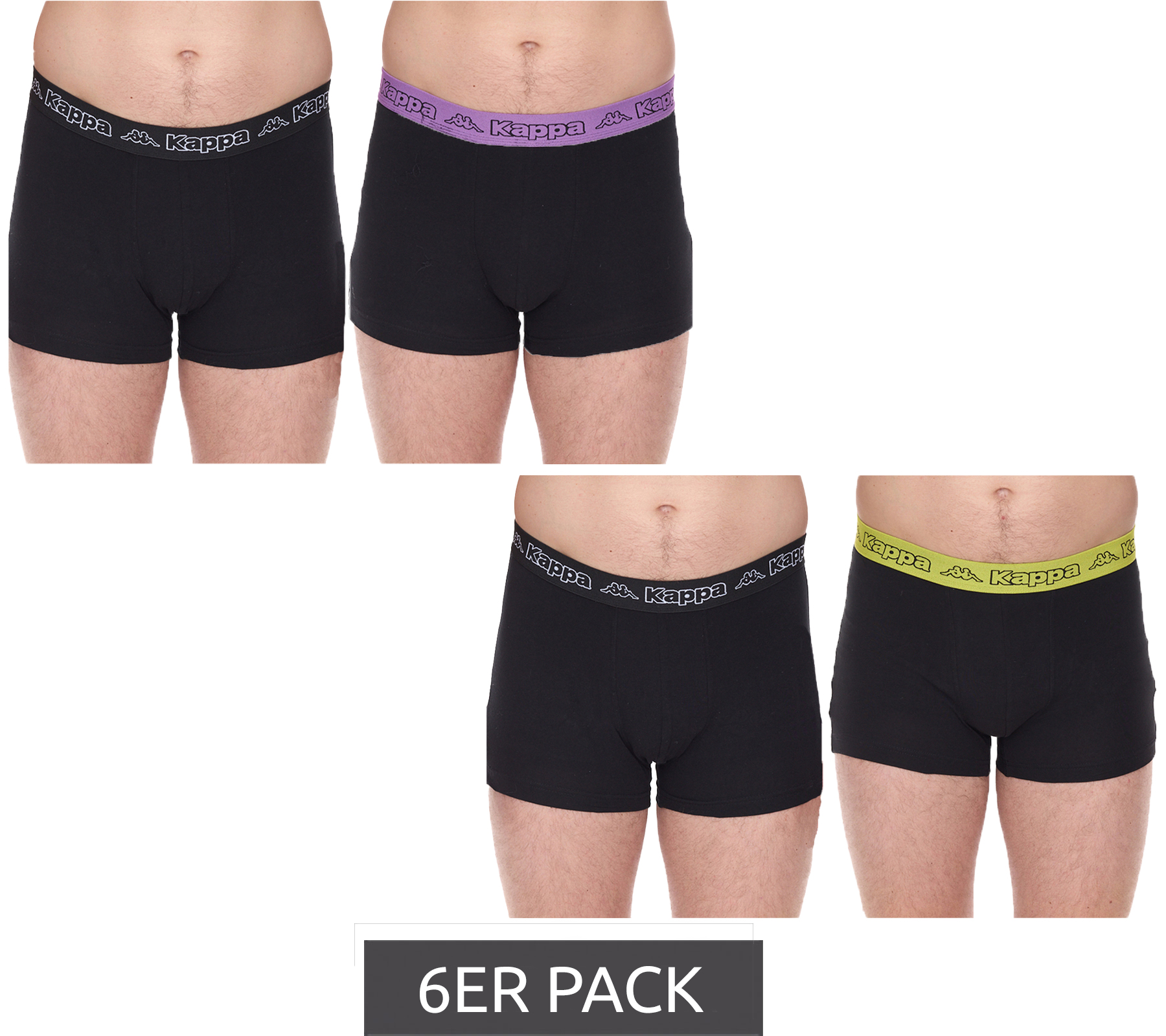 6er Sparpack Kappa Herren Boxershorts mit Marken Schriftzug und Logo Unterhose 351K1JW Schwarz/Lime oder Schwarz/Violett 6er Sparpack Kappa Herren Boxershorts mit Marken Schriftzug und Logo Unterhose 351K1JW Schwarz/Lime oder Schwarz/Violett von Kappa