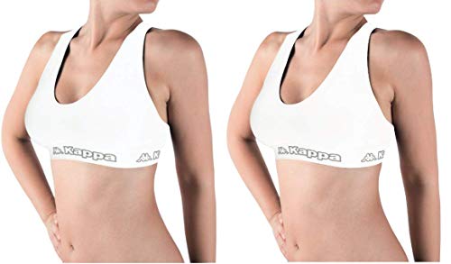 Kappa Damen Sport-BH Racerback Stretch-Gewebe weich und atmungsaktiv ohne Bügel und Nähte., Weiß L/XL von Kappa