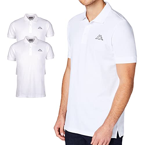 Kappa Herren Polo Shirt VENIST im 2er Pack | Polo-Hemd mit Logodruck| Basic Poloshirts für Männer | Kurzarm Polo für Sport, Freizeit und Büro | L, weiß von Kappa