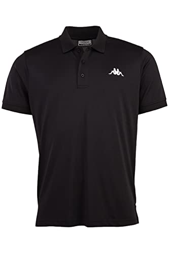 Kappa Herren Polo Shirt in S, Schwarz I Polyester Polo-Hemd mit aufgesticktem Logo I Basic Poloshirts für Männer I Sportliches Kurzarm Polo für Sport & Freizeit I Regular Fit von Kappa