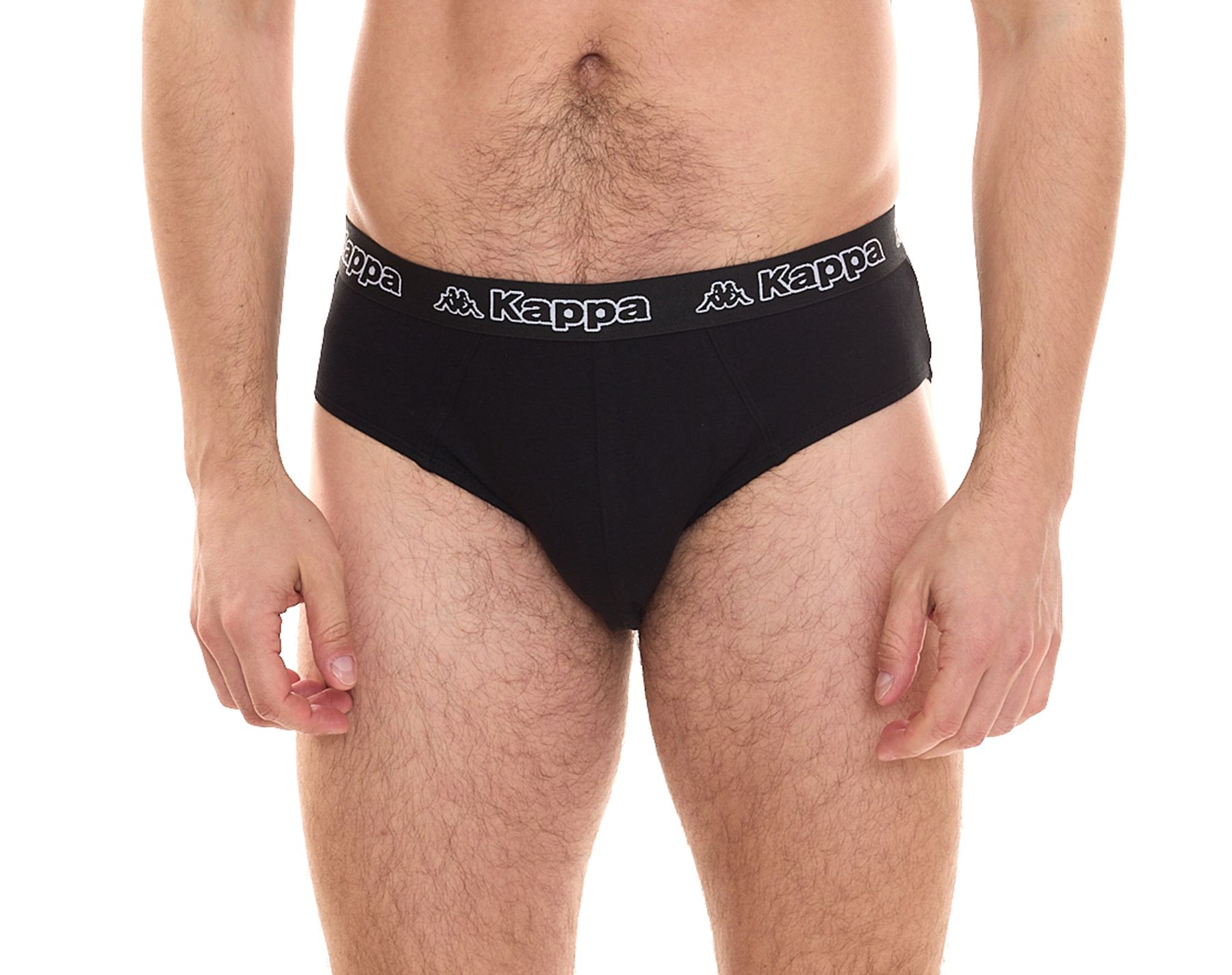 Kappa Herren Slip mit Baumwoll-Stretch Unterwäsche mit Logobund Unterhose 711167 Schwarz von Kappa