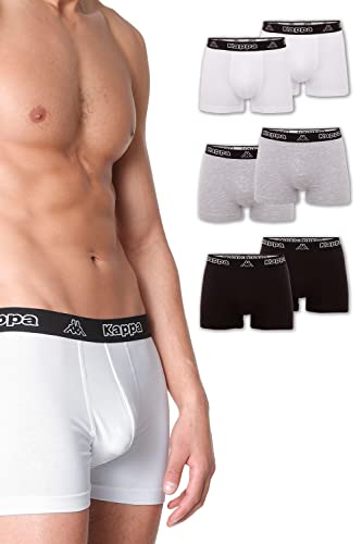 Kappa Enge Boxershorts 6er Pack VINESTA I Retro Pants für Männer aus Baumwolle I reißfeste & atmungsaktive Herren Unterhosen I Boxer im Vorteilspack als Sport-Unterwäsche, Mehrfarbig M von Kappa