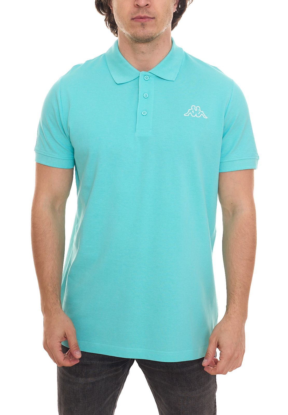 Kappa Veeny Pique Poloshirt Herren Baumwoll-Shirt mit Logo-Stick 707133 Türkis von Kappa