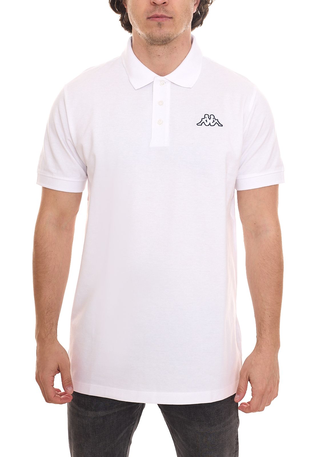 Kappa Veeny Pique Poloshirt Herren Baumwoll-Shirt mit Logo-Stick 707133 Weiß von Kappa
