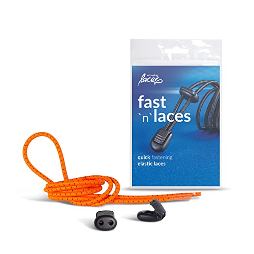 Fast n Laces, Elastische Schnürsenkel für Kinder und Erwachsene, Schnürsenkel mit Schnellverschluss in mehreren Farben, Keine Schleifen binden, Für Sneakers, Schnellschnürsystem (Orange-schwarz) von Kaps