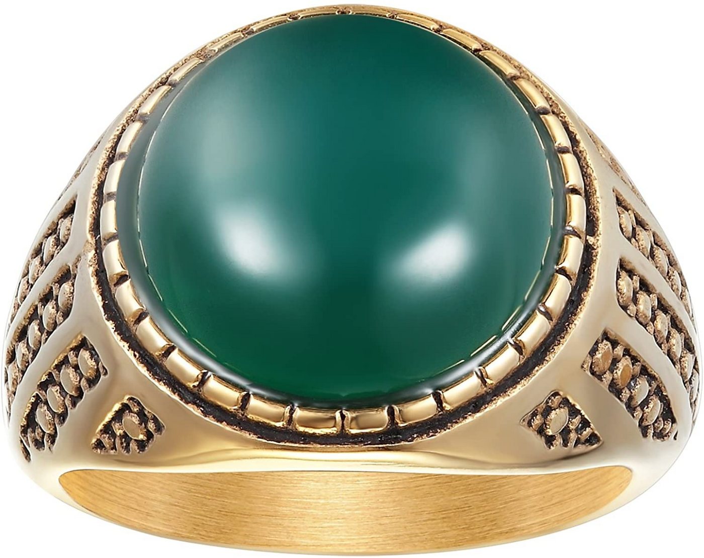 Karisma Fingerring Karisma Männer Edestahl 316L Gold Herrenring - Agate Achat Güner Stein - RHC115 - 62 (19.7) von Karisma