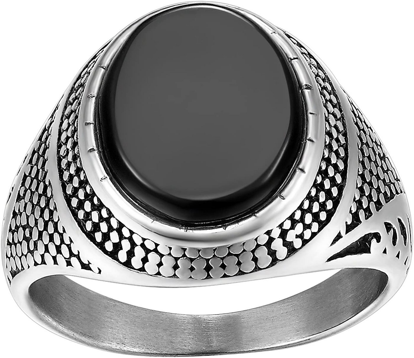 Karisma Fingerring Karisma Männer Edestahl 316L Herrenring - Agate Achat Stein Schwarz - RHC97-9 - 62 (19.7) von Karisma