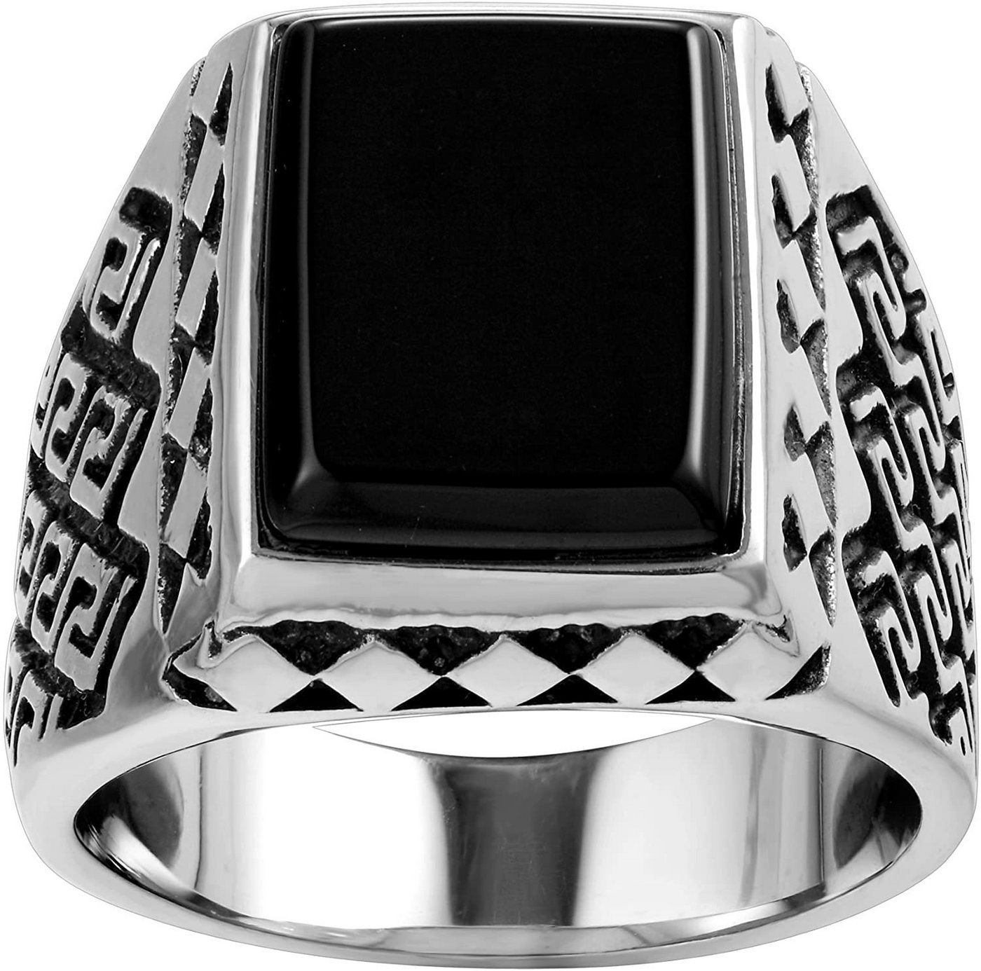 Karisma Fingerring Männer Edelstahl 316L Männer Ring - Agate Achat Stein Schwarz - RHC96 von Karisma