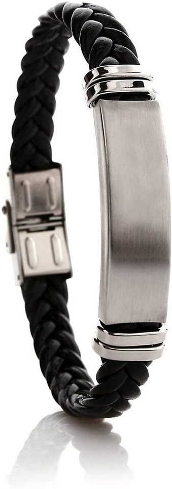 Karisma Lederarmband Karisma Männer Imitat-Leder Armband Edelstahl Platte Matt - Ideal Zum Eingravieren - SB5330 - 21.0 Zentimeter von Karisma