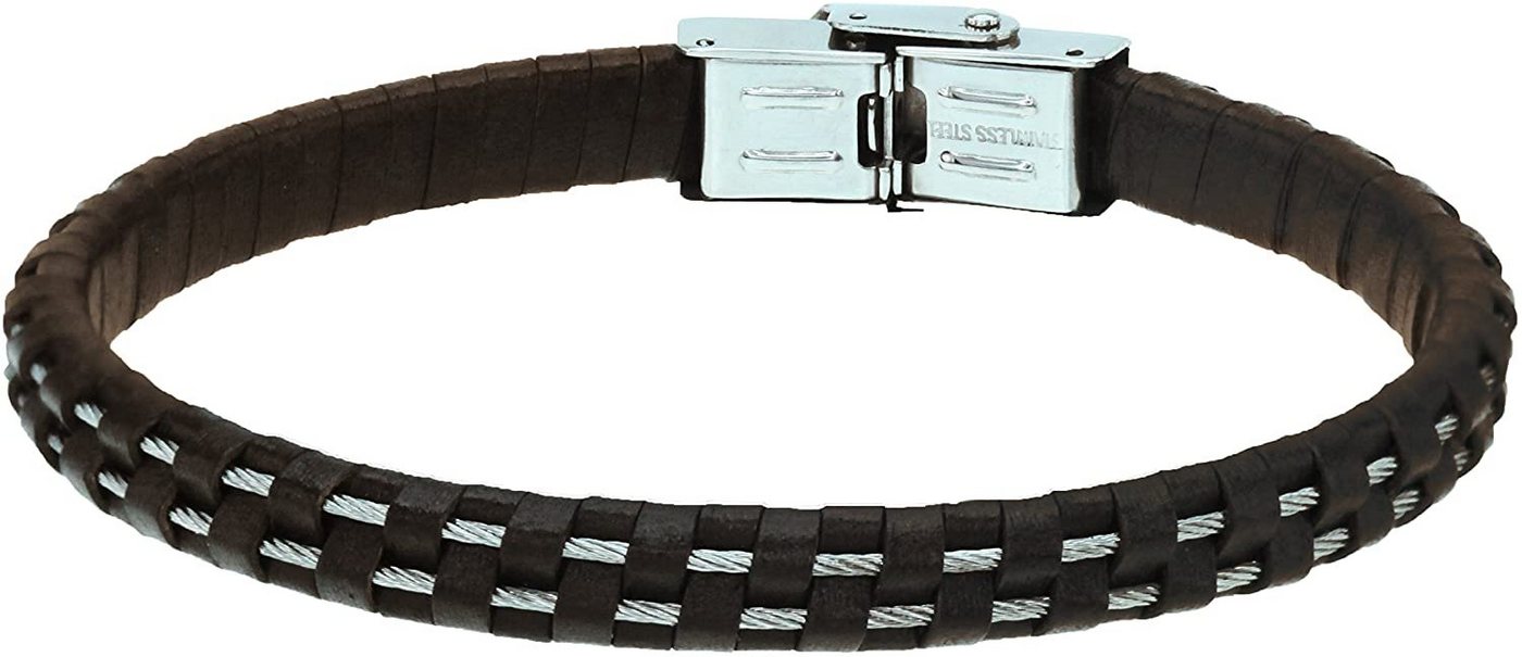 Karisma Lederarmband Karisma Männer Lederarmband mit 2 Drahten Länge 21cm - Braun von Karisma