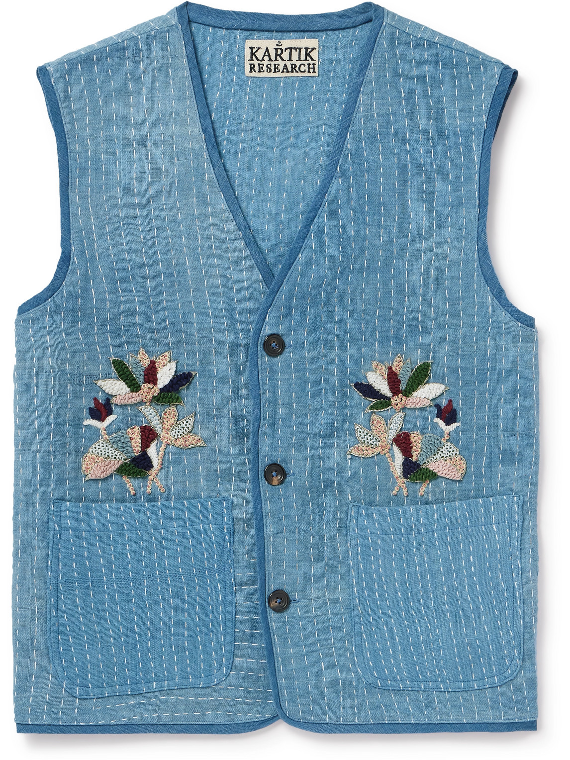 Kartik Research - Embroidered Cotton Vest - Men - Blue - L von Kartik Research