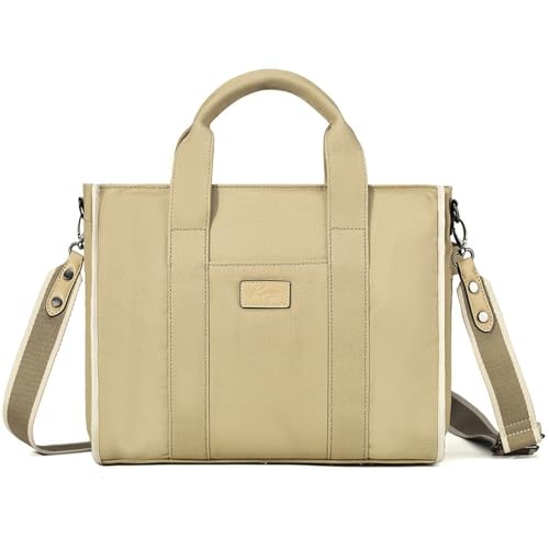 Kasgo Canvas Tote Bag, Umhängetasche Damen Crossboday Casual Wiederaufnahme Totes für Dame mit Reißverschluss Taschen Geldbörse Arbeit Reisen Schule Khaki von Kasgo