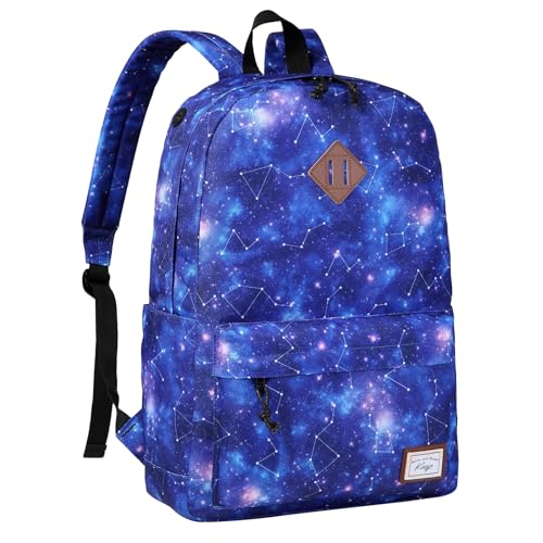 Kasgo Schulrucksack, Wasserabweisend 15.6 Zoll Laptop Rucksack Daypack Klassischen für Teenage Jungen Herren Damen Reise Sternenhimmel von Kasgo