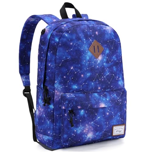 Kasgo Schulrucksack, Wasserabweisend 15.6 Zoll Laptop Rucksack Daypack Klassischen für Teenage Jungen Herren Damen Reise Sternenhimmel von Kasgo