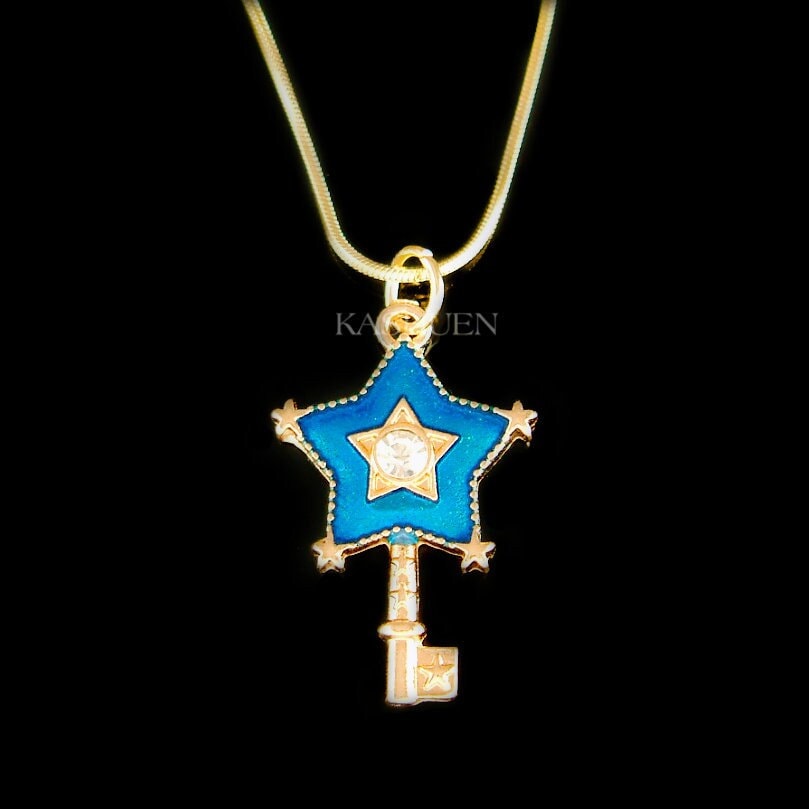 Blue Star Key Kawaii Gold Halskette Glitzer Mädchen Schmuck Niedlicher Schlüsselanhänger Entzückende Weihnachtsgeschenke Zum 8., 9., 10., 11 von Kashuen