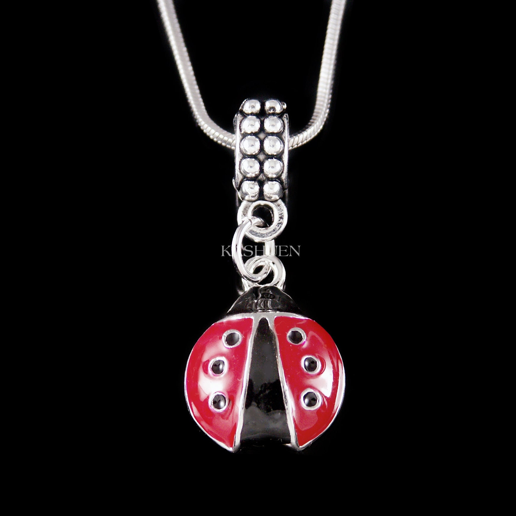 Rot Marienkäfer Halskette Emaille Gemalt Bug Schmuck Insekt 20.30.40.geburtstag Geschenke Für Mädchen Frauen Armreif Schlüsselbund Armband Charm von Kashuen