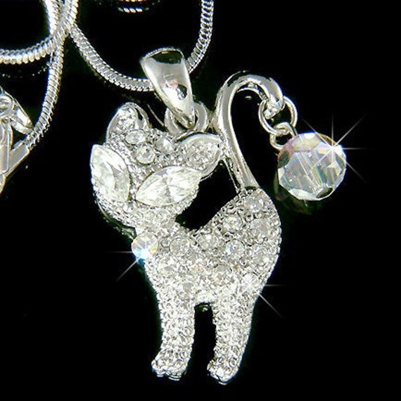 Swarovski Kristall Kitty Katzenhalskette Süßes Kätzchen Schmuck Ball Tier Anhänger Kette Mädchen Weihnachten 7 15 von Kashuen