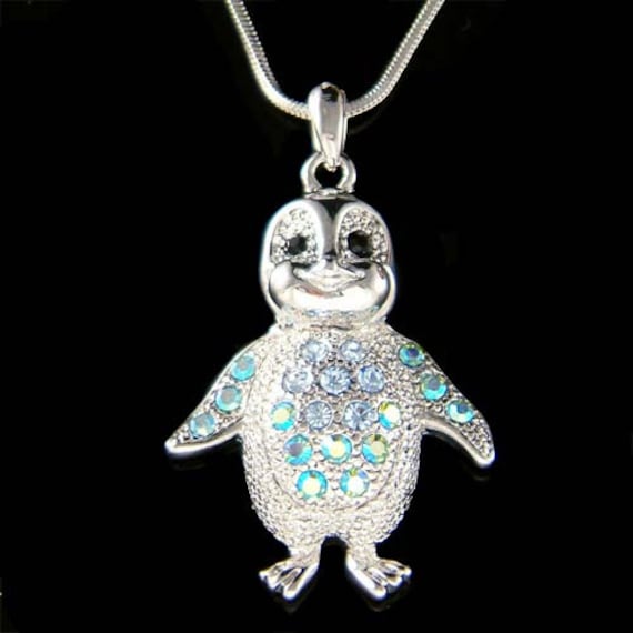 Swarovski Kristall Blaue Pinguin Halskette Antarktis Baby Kaiser Niedlicher Schmuck Freund Mädchen Weihnachten 18. 20. 25. 30. 35. von Kashuen