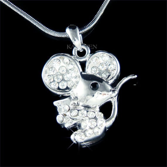 Swarovski Kristall Süße Kleine Maus Käse Mädchen Charm Anhänger Halskette Weihnachten Beste Freundin Geschenk Neu von Kashuen