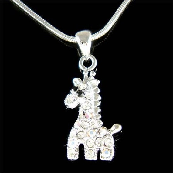 Zierliche Swarovski Kristall Niedliche Giraffe Halskette Safari Tier Charme Mädchen Anhänger Kette Schmuck Weihnachten 8.9 Geburtstag Geschenke von Kashuen