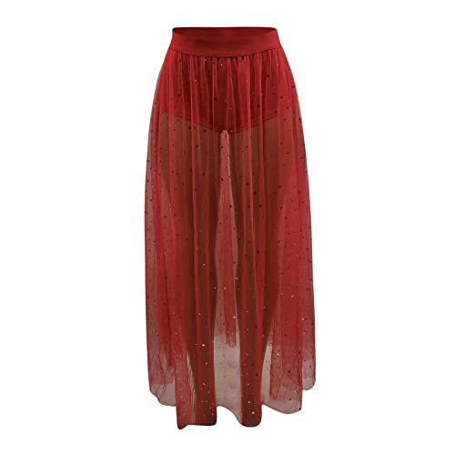 Rave Outfit Damen Glitzer Rock Festival Rock Outfit Fransen Rock Pailletten Rock Fransenrock Festival Mesh Rock Transparent 2 In 1 Rock Maxirock Rot S Rave Outfit Damen Glitzer Rock Festival Rock Outfit Fransen Rock Pailletten Rock Fransenrock Festival Mesh Rock Transparent 2 In 1 Rock Maxirock Rot S von Kashyke