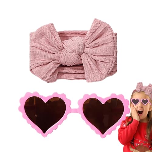 Kasmole Baby-Stirnbänder mit Schleifen,Stirnband-Schleifen für Baby-Mädchen, Baby-Stirnbänder und Brillen-Set, Baby-Nylon-Stirnbänder und Sonnenbrillen, elastische Haarbänder mit Haarschleife, von Kasmole