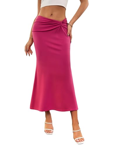 Damen Elegant Knielang Bleistiftrock Bodycon Midi Rock Herbst Party Cocktail Rose Rot L Damen Elegant Knielang Bleistiftrock Bodycon Midi Rock Herbst Party Cocktail Rose Rot L von Kate Kasin