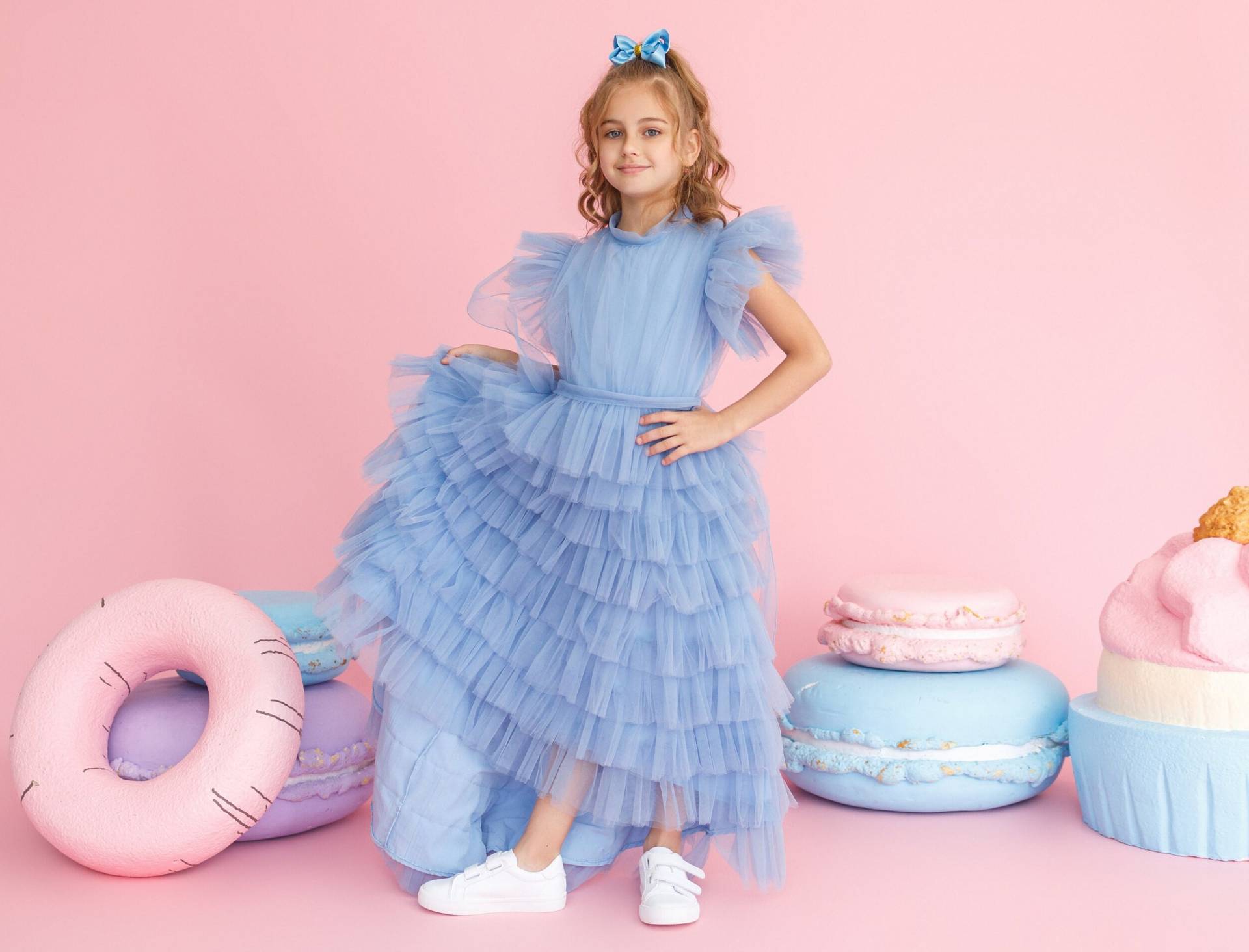 Elegantes Himmelblaues Tüllkleid Für Mädchen Perfekter Geburtstag, Prinzessin & Party-Kleidung Mit Anmutiger Schleppe Party, Anziehsachen, Feiern von KatePrincessDress