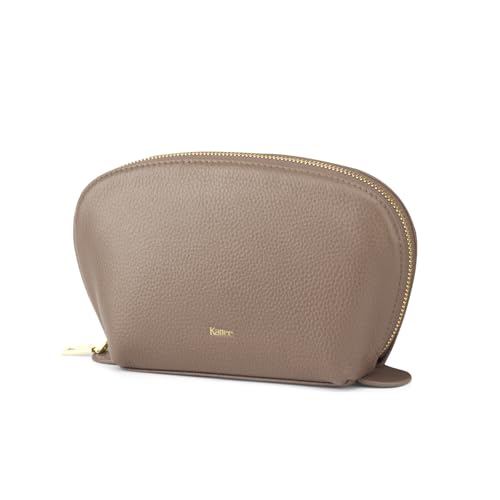 Kattee Leder-Make-up-Tasche, Reise-Kosmetiktaschen-Set, Kulturbeutel-Organizer für Damen, Khaki, 1-Pack, Medium Kattee Leder-Make-up-Tasche, Reise-Kosmetiktaschen-Set, Kulturbeutel-Organizer für Damen, Khaki, 1-Pack, Medium von Kattee