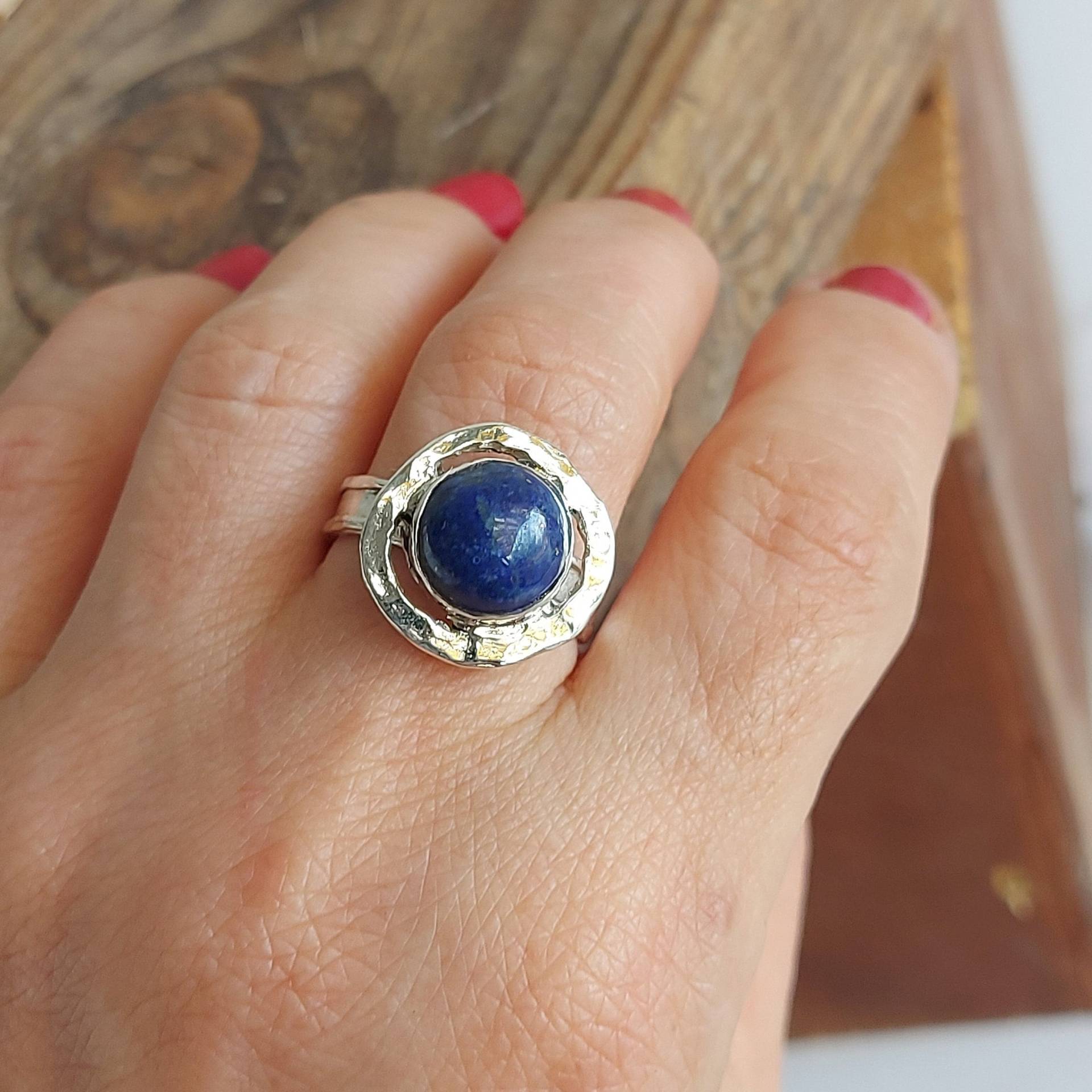 Einzigartiger Silberring Für Frauen, Gehämmerter Ring, Lapis Lazuli Mutterring, Geburtstagsgeschenk, Geschenk Die Frau von Kattyoosh