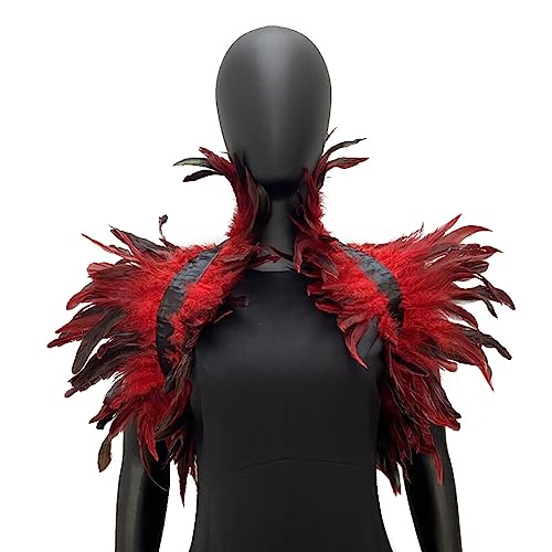 Damen Gothic Feder Cape Schal Schulter Flügel Punk Kostüm, Gothic Feder Achselzucken Schalkragen Halskette Halloween Kostüm für Karneval Halloween Cosplay Party von Katutude